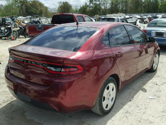 1C3CDFAA1FD300101 - 2015 DODGE DART SE BURGUNDY photo 4