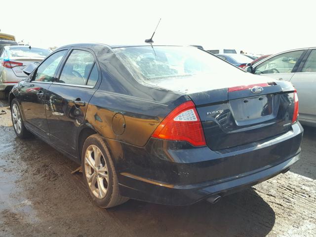 3FAHP0HG0CR344521 - 2012 FORD FUSION SE BLACK photo 3