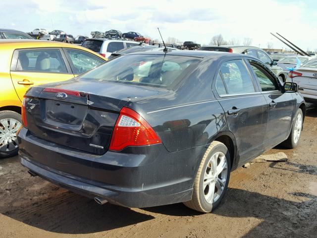 3FAHP0HG0CR344521 - 2012 FORD FUSION SE BLACK photo 4