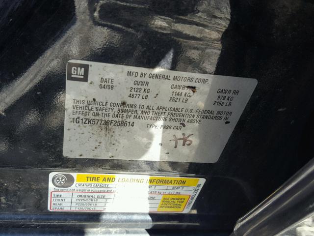 1G1ZK57738F258614 - 2008 CHEVROLET MALIBU LTZ 黑色 照片 10