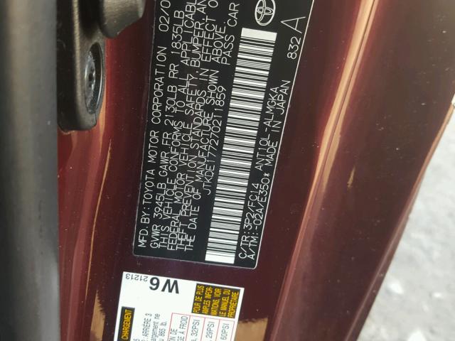 JTKDE177270211859 - 2007 TOYOTA SCION TC 栗色 照片 10