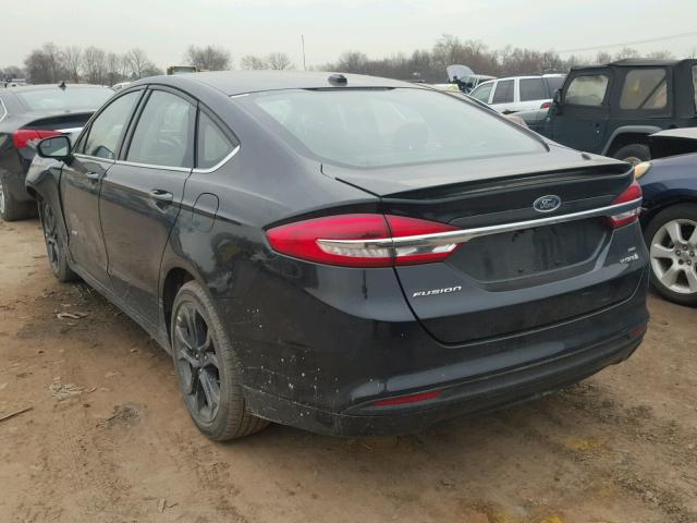 3FA6P0LU6JR138637 - 2018 FORD FUSION SE BLACK photo 3