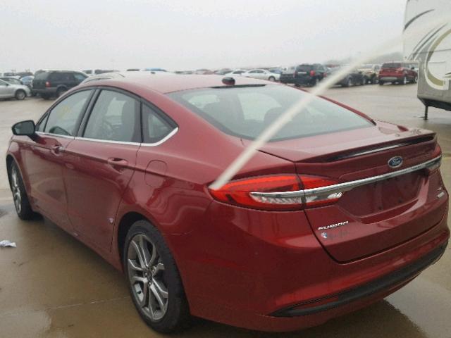 3FA6P0HD5HR273739 - 2017 FORD FUSION SE RED photo 3