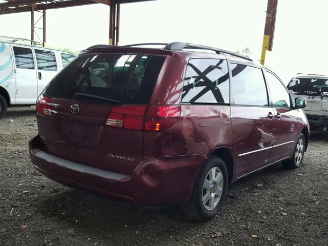 5TDZA22C34S211798 - 2004 TOYOTA SIENNA XLE MAROON photo 4