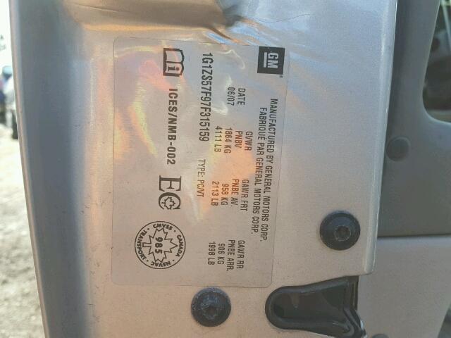 1G1ZS57F97F315159 - 2007 CHEVROLET MALIBU LS ვერცხლისფერი ფოტო 10