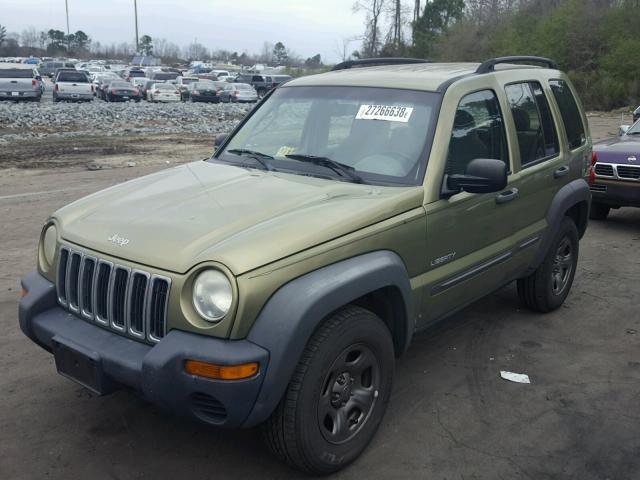 1J4GL48K94W175654 - 2004 JEEP LIBERTY SP GREEN photo 2