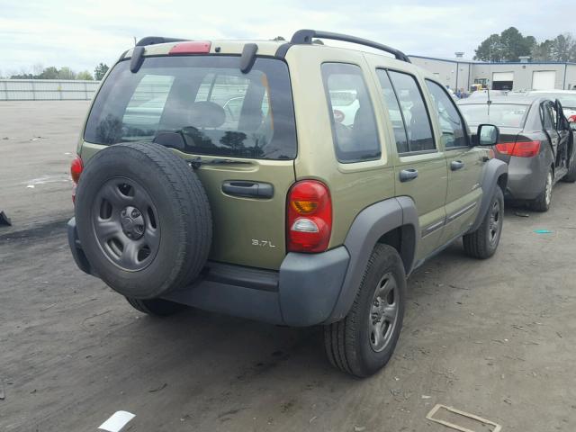 1J4GL48K94W175654 - 2004 JEEP LIBERTY SP GREEN photo 4