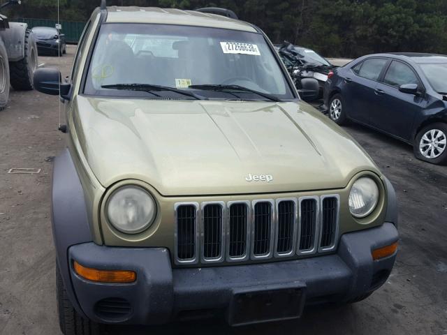 1J4GL48K94W175654 - 2004 JEEP LIBERTY SP GREEN photo 9