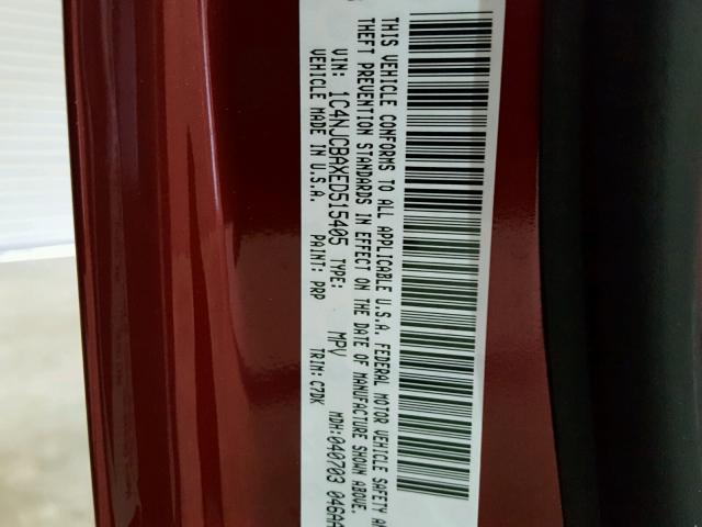 1C4NJCBAXED515405 - 2014 JEEP COMPASS SP MAROON photo 10