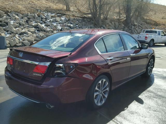 1HGCR2F56DA210492 - 2013 HONDA ACCORD SPO MAROON photo 4