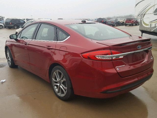 3FA6P0HD4HR200488 - 2017 FORD FUSION RED photo 3