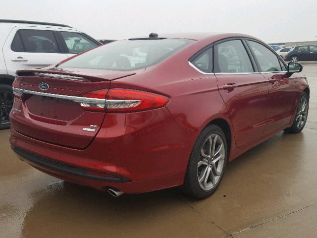 3FA6P0HD4HR200488 - 2017 FORD FUSION RED photo 4