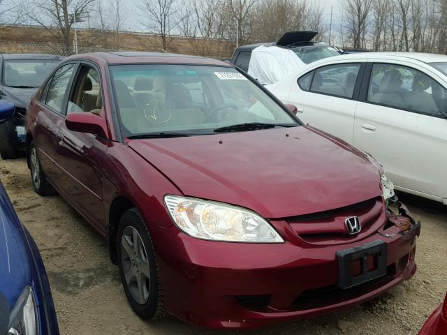 2HGES26875H575645 - 2005 HONDA CIVIC EX RED photo 1