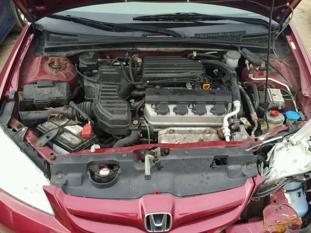 2HGES26875H575645 - 2005 HONDA CIVIC EX RED photo 7