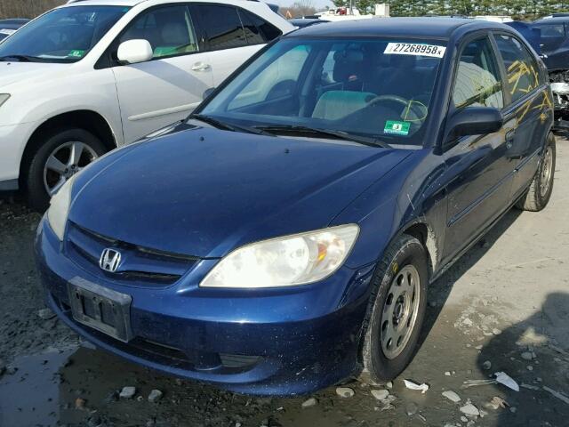 2HGES16525H517295 - 2005 HONDA CIVIC LX BLUE photo 2