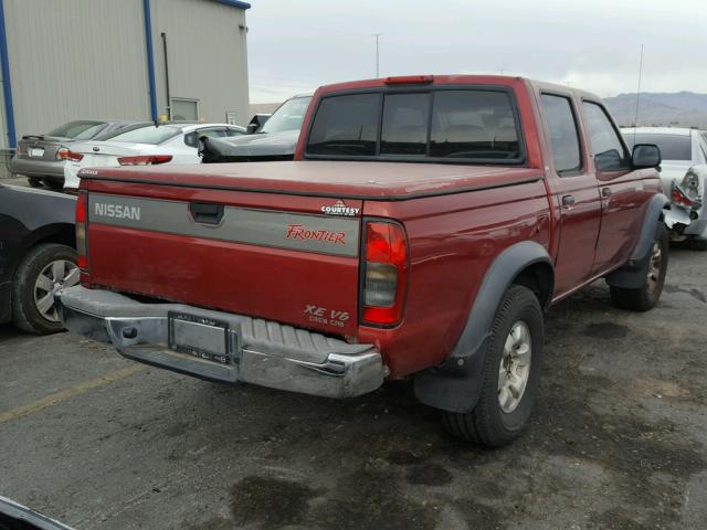 1N6ED27T9YC418604 - 2000 NISSAN FRONTIER C BURGUNDY photo 4