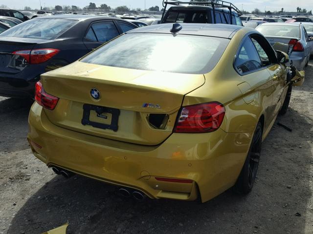 WBS3R9C56GK338301 - 2016 BMW M4 YELLOW photo 4