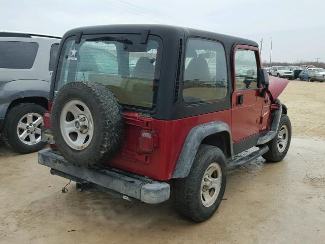 1J4FY19S3WP784505 - 1998 JEEP WRANGLER / RED photo 4