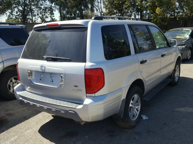 2HKYF18505H573286 - 2005 HONDA PILOT EXL SILVER photo 4