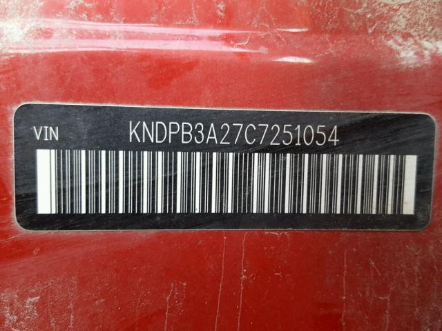 KNDPB3A27C7251054 - 2012 KIA SPORTAGE B RED photo 10