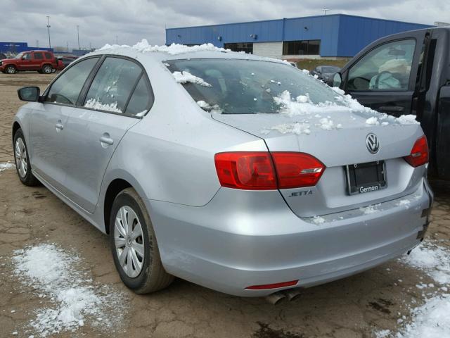 3VW2K7AJ0DM268646 - 2013 VOLKSWAGEN JETTA BASE SILVER photo 3