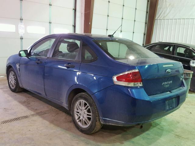 1FAHP35N38W109474 - 2008 FORD FOCUS SE BLUE photo 3