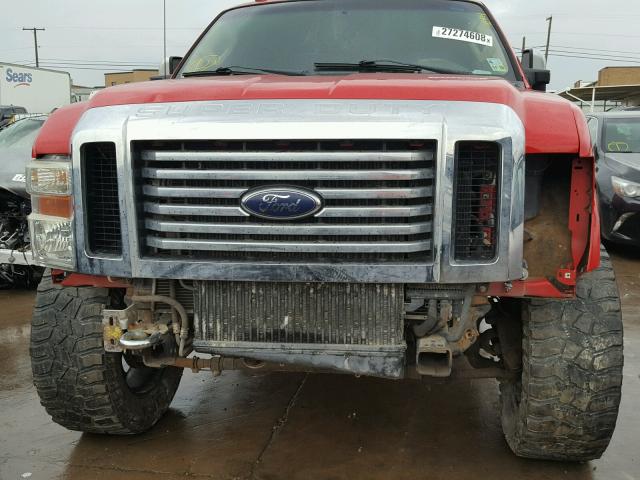1FTSW21R48ED96190 - 2008 FORD F250 SUPER RED photo 9