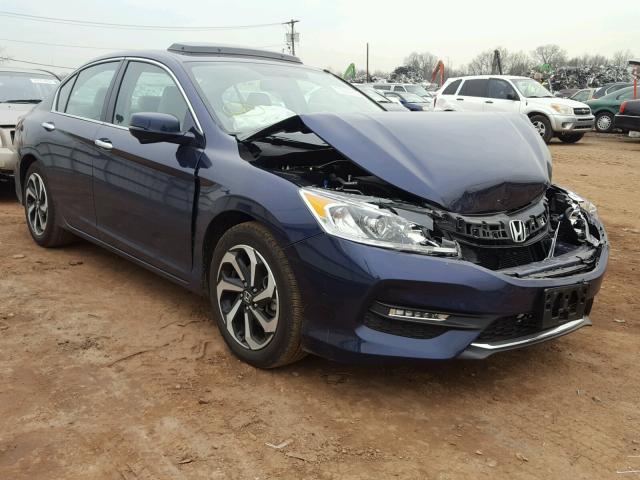 1HGCR2F70HA110802 - 2017 HONDA ACCORD EX BLUE photo 1