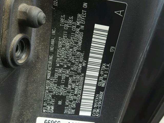 5TDZK3DCXBS009814 - 2011 TOYOTA SIENNA BAS GRAY photo 10