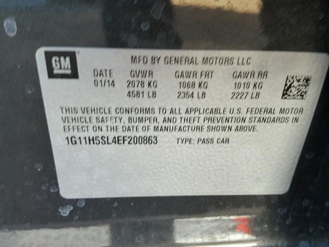 1G11H5SL4EF200863 - 2014 CHEVROLET MALIBU LTZ 灰色 照片 10