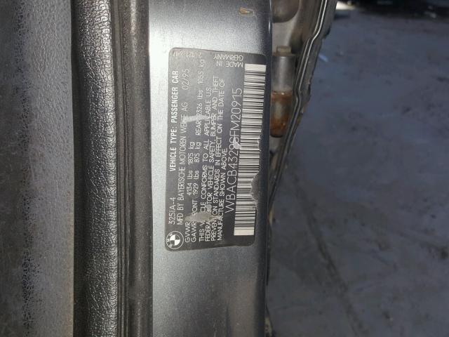 WBACB4329SFM20915 - 1995 BMW 325 I AUTO GRAY photo 10