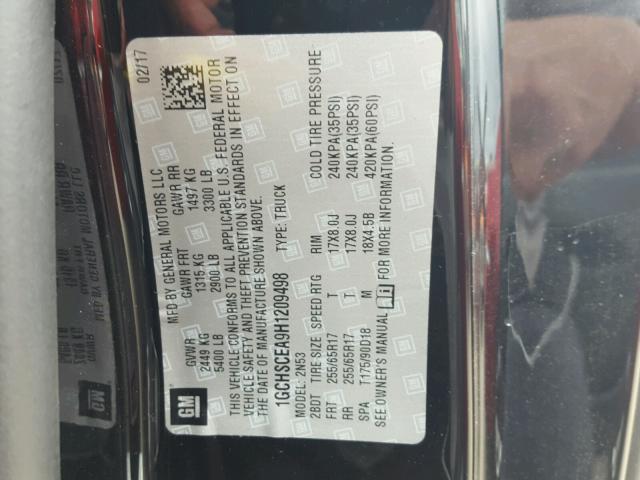 1GCHSCEA9H1209498 - 2017 CHEVROLET COLORADO L BLACK photo 10