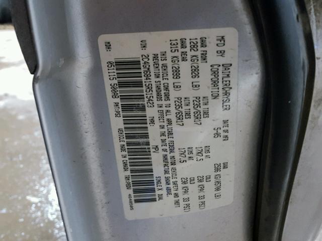 2C4GM68415R515423 - 2005 CHRYSLER PACIFICA T SILVER photo 10