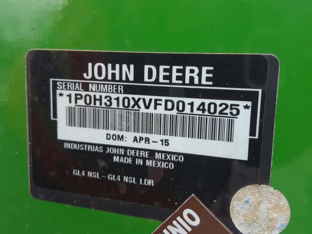 1P0H310XVFD014025 - 2015 JOHN DEEREBUCKT GREEN photo 10