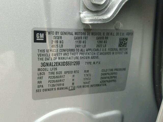 3GNAL2EK0DS601299 - 2013 CHEVROLET CAPTIVA LS 灰色 照片 10