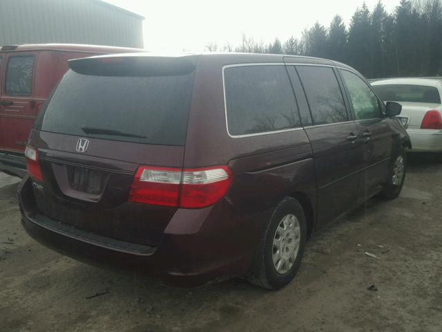 5FNRL38227B085652 - 2007 HONDA ODYSSEY LX PURPLE photo 4