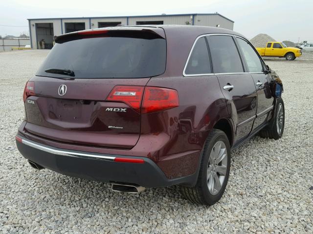 2HNYD2H86CH542226 - 2012 ACURA MDX ADVANC BURGUNDY photo 4