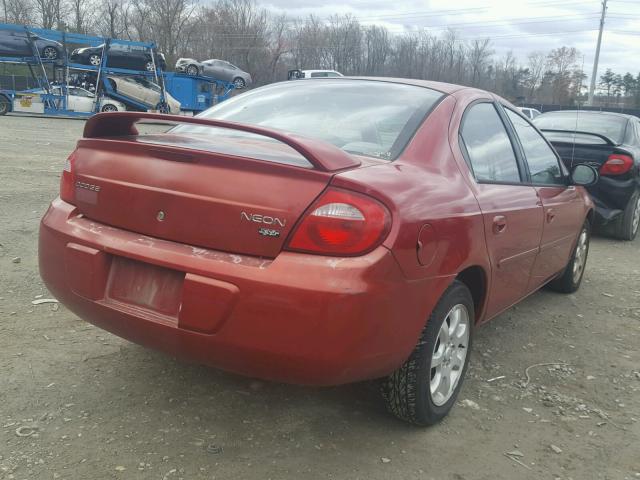 1B3ES56C33D129931 - 2003 DODGE NEON SXT RED photo 4