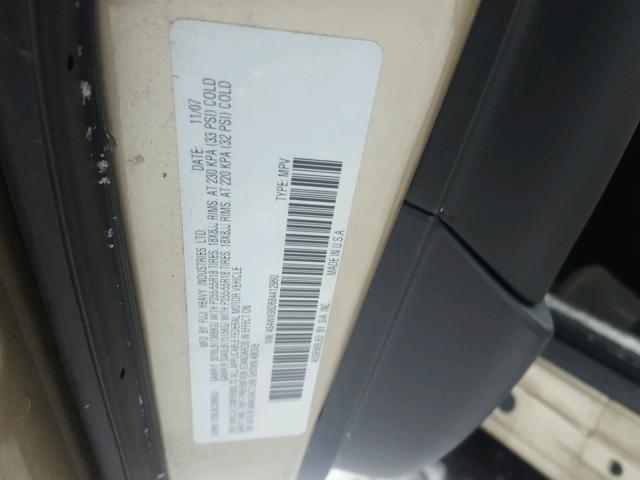 4S4WX98D684412960 - 2008 SUBARU TRIBECA LI TAN photo 10