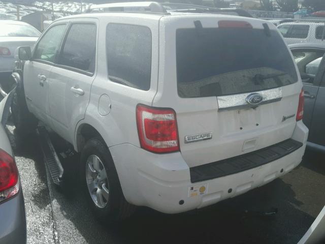 1FMCU5K3XAKA87431 - 2010 FORD ESCAPE HYB WHITE photo 3