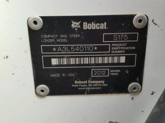 A3L540110 - 2012 BOBCAT S175 WHITE photo 10