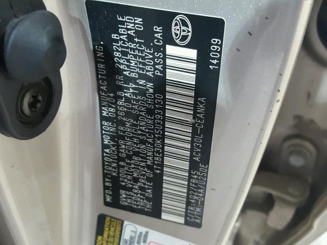 4T1BE30K15U393130 - 2005 TOYOTA CAMRY LE TAN photo 10