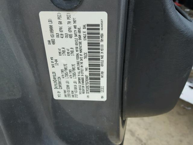 3D7KS28C75G703407 - 2005 DODGE RAM 2500 S GRAY photo 10