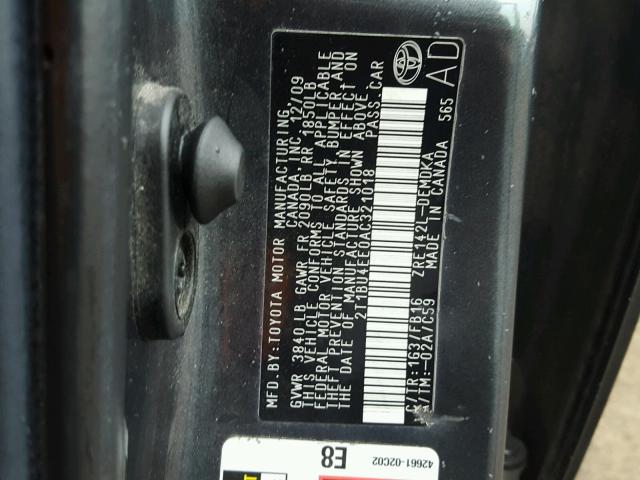 2T1BU4EE0AC321018 - 2010 TOYOTA COROLLA BA GRAY photo 10