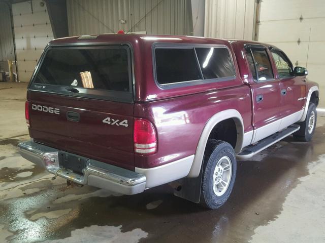 1B7GG2AX9YS602767 - 2000 DODGE DAKOTA QUA BURGUNDY photo 4