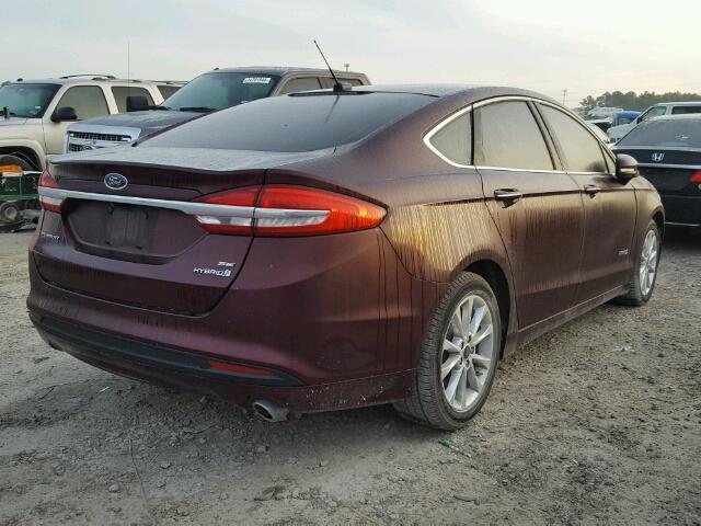 3FA6P0LU1HR109704 - 2017 FORD FUSION SE BURGUNDY photo 4