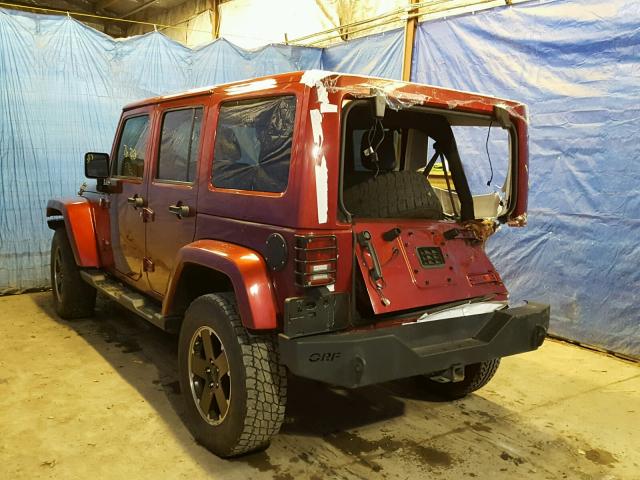 1C4BJWEG4CL255607 - 2012 JEEP WRANGLER U BURGUNDY photo 3