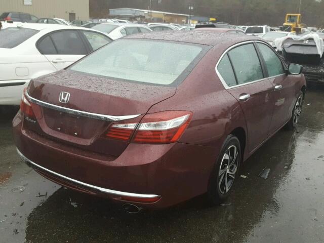 1HGCR2F30GA081264 - 2016 HONDA ACCORD LX BURGUNDY photo 4