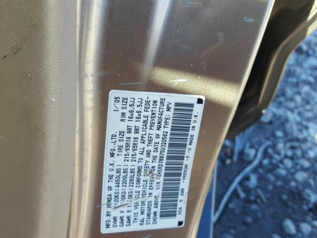 SHSRD78875U320562 - 2005 HONDA CR-V EX GOLD photo 10