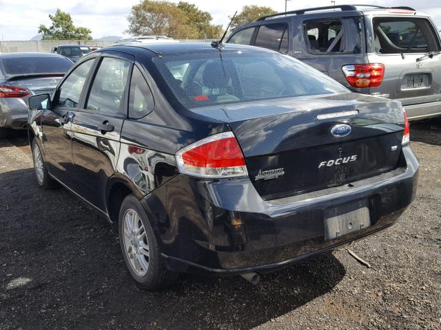 1FAHP35N88W278776 - 2008 FORD FOCUS SE BLACK photo 3